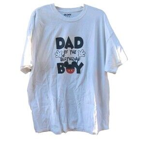 Dad of the Birthday Boy Mickey Mouse White 2XL Walt Disney Font Gildan Birthday